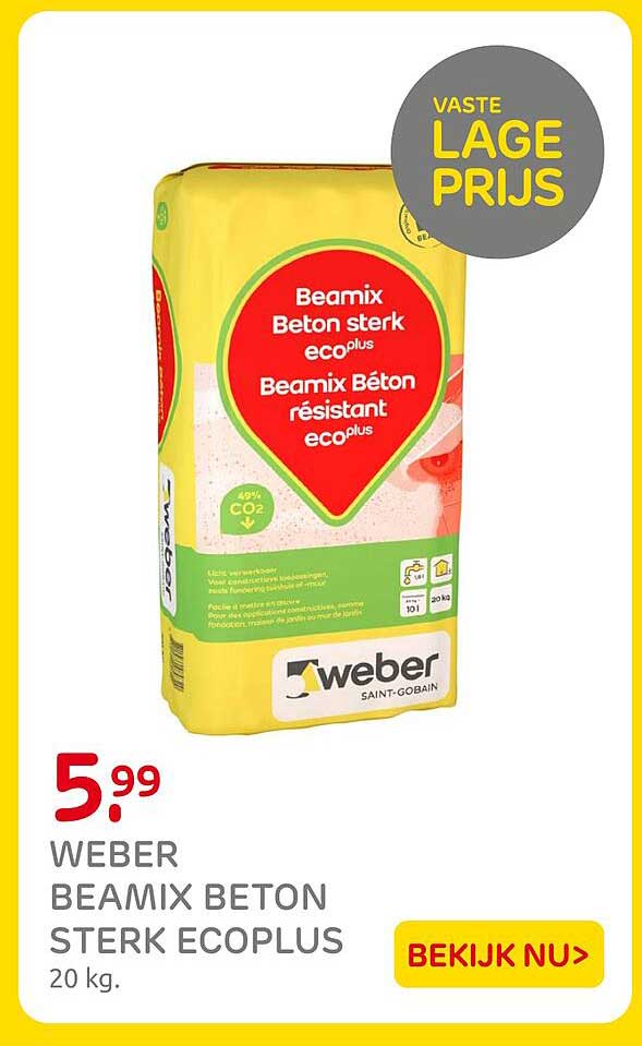 WEBER BEAMIX BETON STERK ECOPLUS 20 kg. BEKIJK NU>