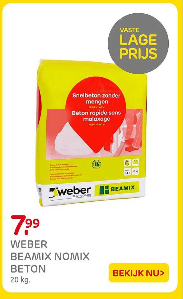 WEBER BEAMIX NOMIX BETON 20 kg. VASTE LAGE PRIJS