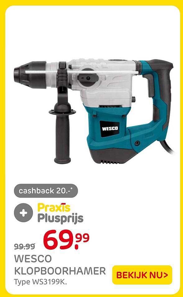 WESCO KLOPBOORHAMER Type WS3199K. Cashback 20.- Praxis Plusprijs