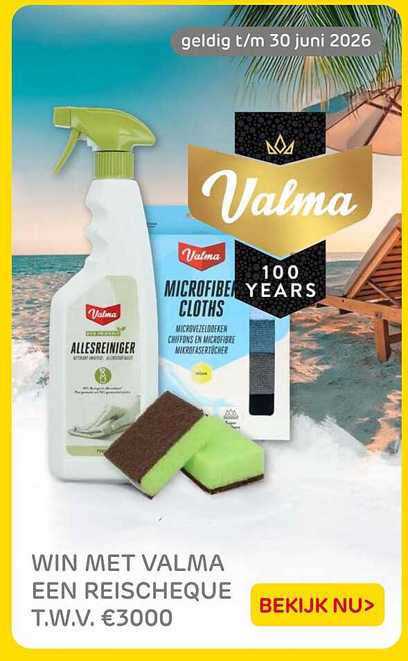 WIN MET VALMA EEN REISCHEQUE T.W.V. €3000