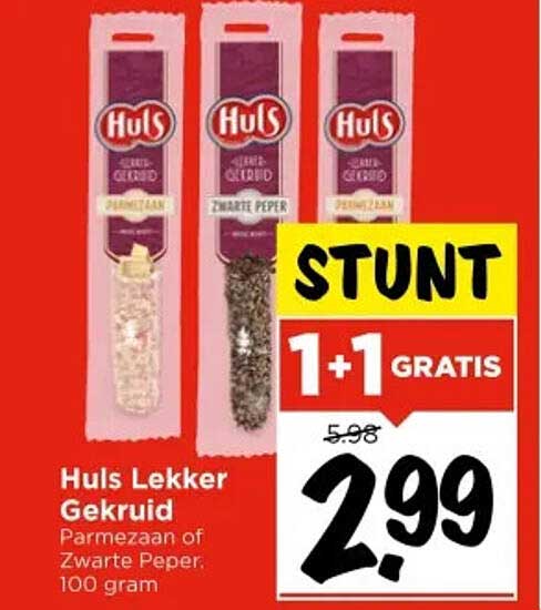 Huls Lekker Gekruid Parmezaan of Zwarte Peper, 100 gram