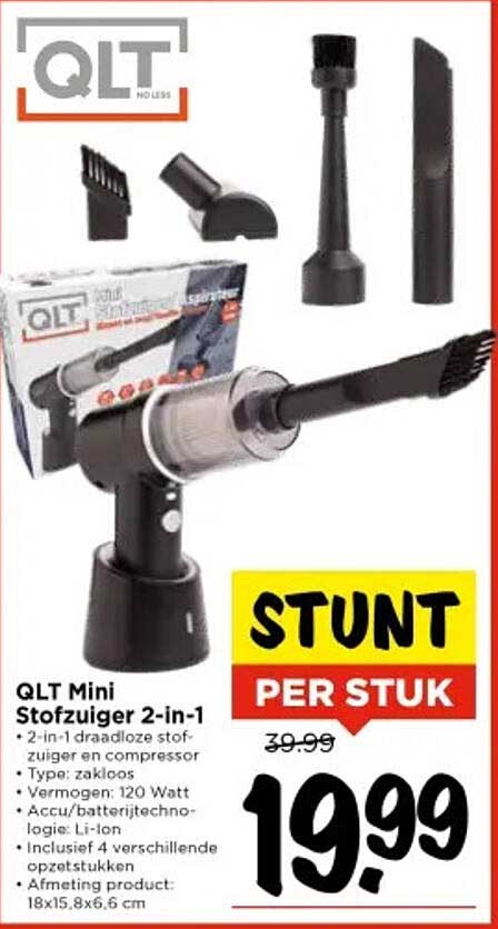 QLT Mini Stofzuiger 2-in-1