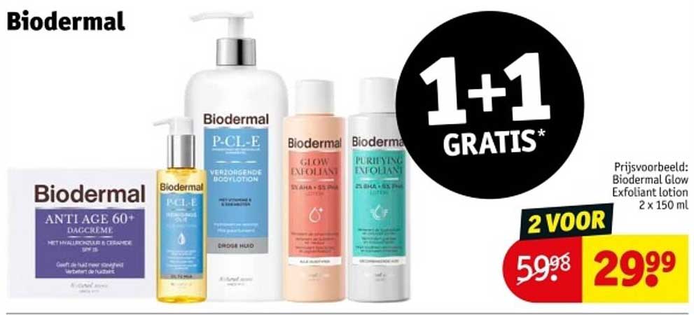 1+1 GRATIS* Biodermal Glow Exfoliant lotion 2 x 150 ml