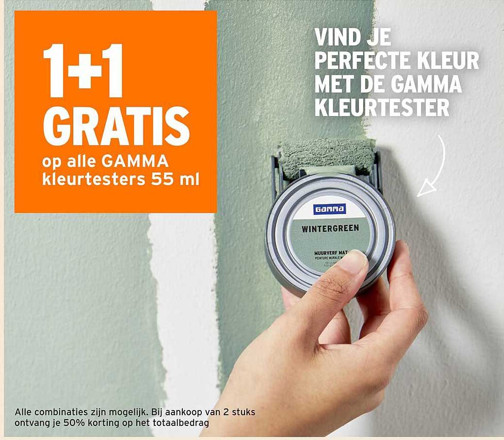 1+1 GRATIS op alle GAMMA kleurtesters 55 ml