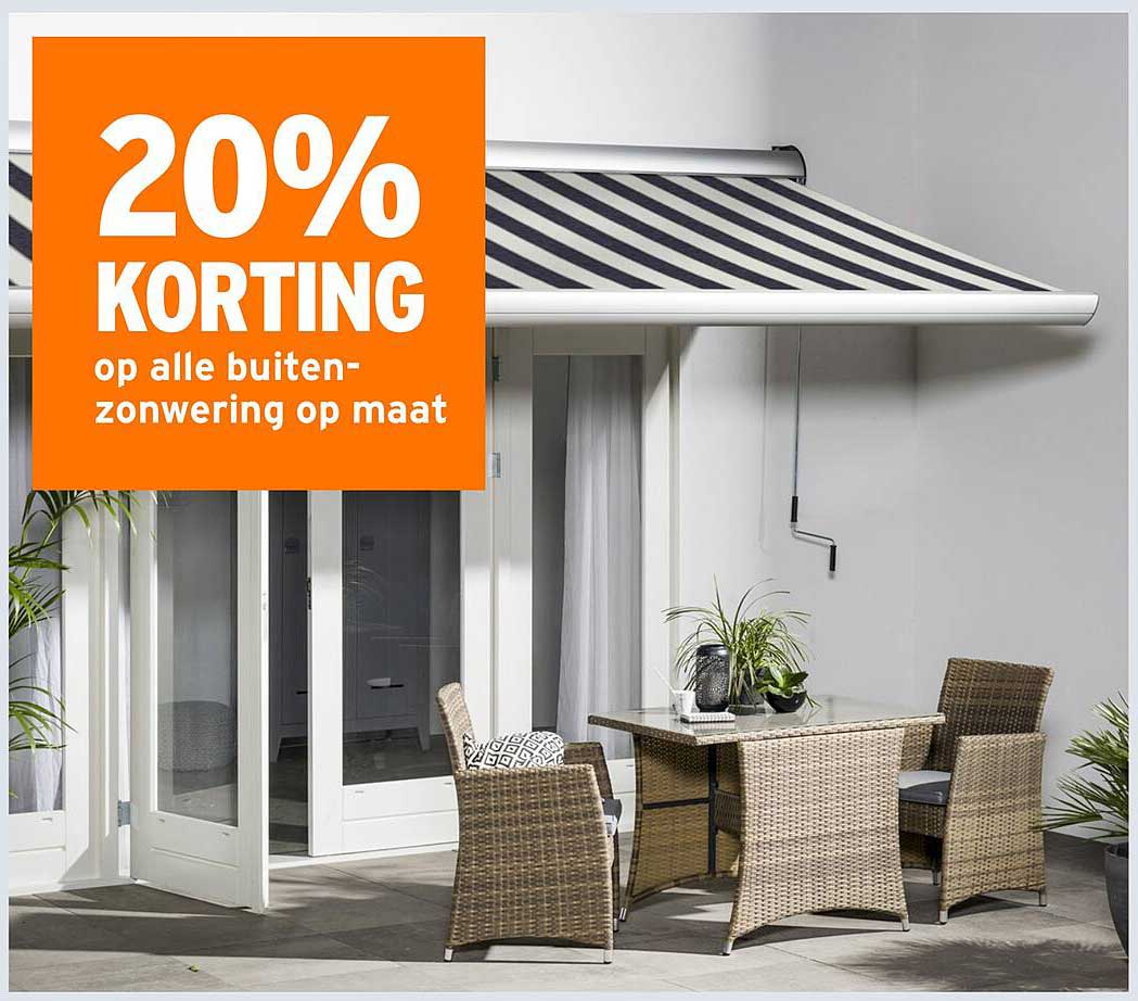 20% KORTING op alle buiten-zonwering op maat