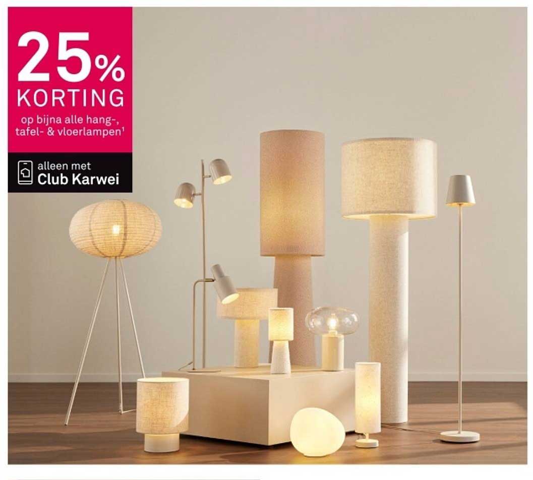 25% KORTING op bijna alle hang-, tafel- & vloerlampen