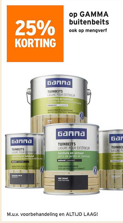 25% KORTING op GAMMA buitenbeits