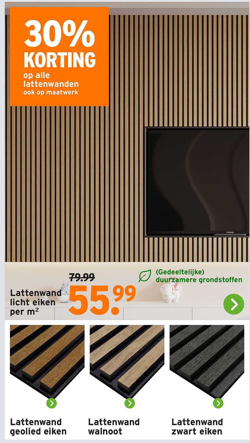 30% KORTING op alle lattenwanden ook op maatwerk