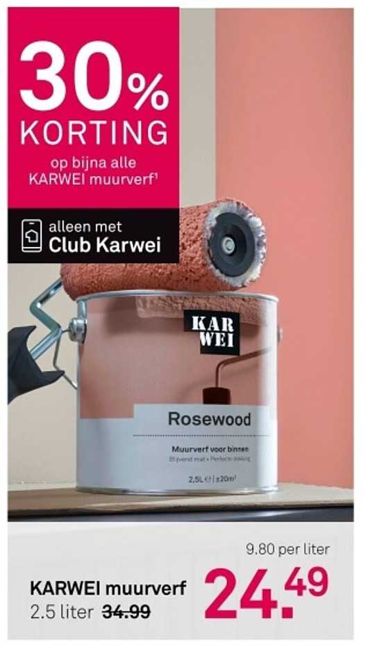 30% KORTING op bijna alle KARWEI muurverf