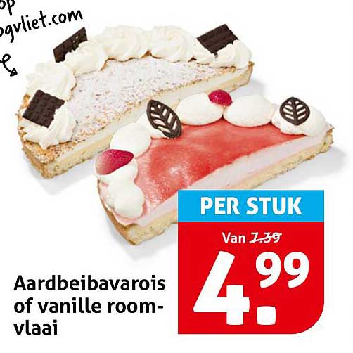 Aardbeibavarois of vanille roomvlaai
