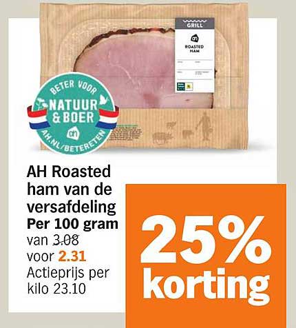 AH Roasted ham van de versafdeling Per 100 gram