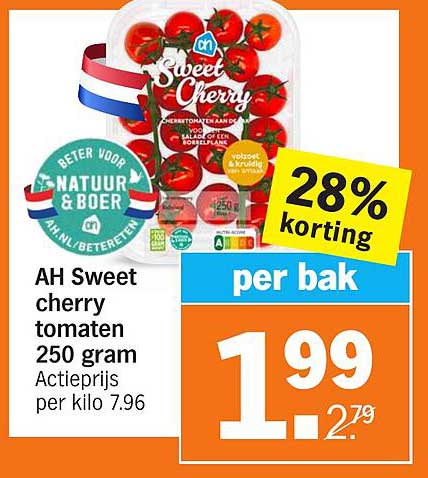 AH Sweet cherry tomaten 250 gram - 28% korting