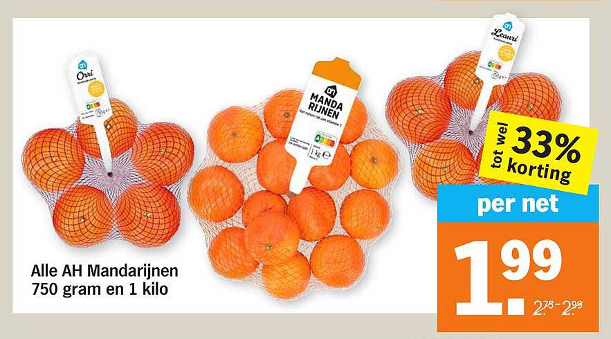 Alle AH Mandarijnen 750 gram en 1 kilo