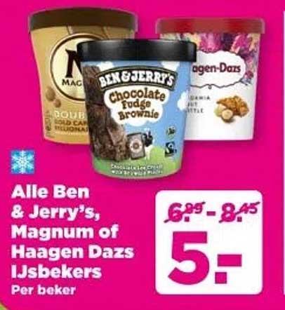 Alle Ben & Jerry's, Magnum of Haagen Dazs IJsbekers