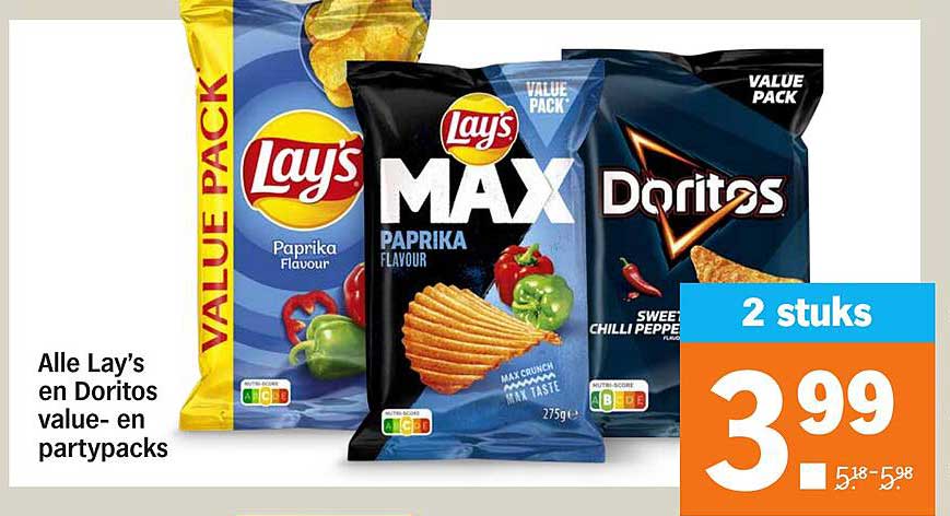 Alle Lay's en Doritos value- en partypacks
