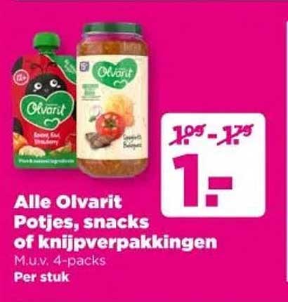 Alle Olvarit Potjes, snacks of knijppakkingen