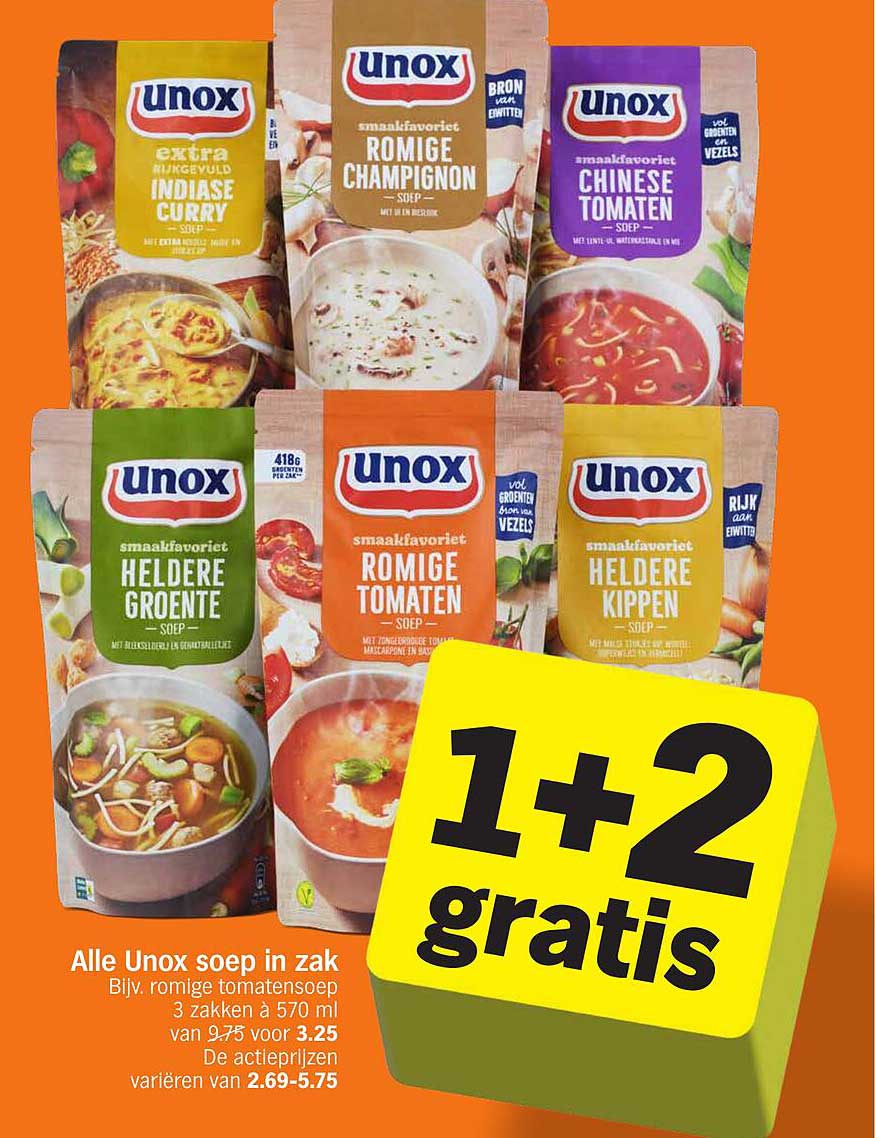 Alle Unox soep in zak