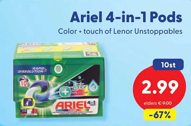 Ariel 4-in-1 Pods Color + touch of Lenor Unstoppables