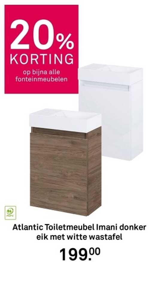 Atlantic Toiletmeubel Imani donker eik met witte wastafel