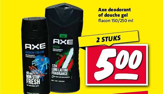 Axe deodorant of douche gel flacon 150/250 ml