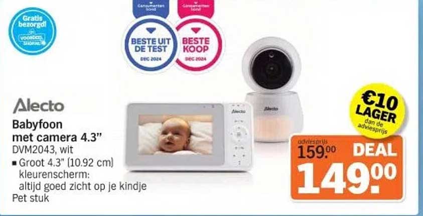 Babyfoon met camera 4.3'' DVM2043, wit