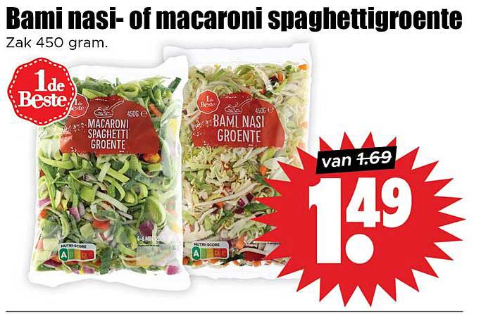 Bami nasi- of macaronispaghettigroente