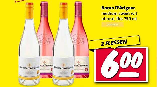 Baron D'Arignac medium sweet wit of rosé, fles 750 ml