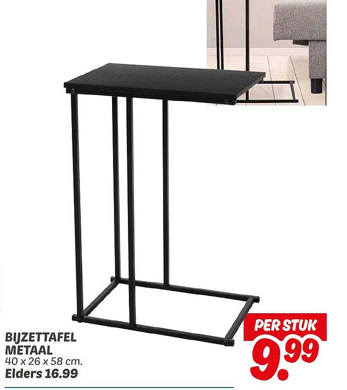BIJZETTAFEL METAAL 40 x 26 x 58 cm.