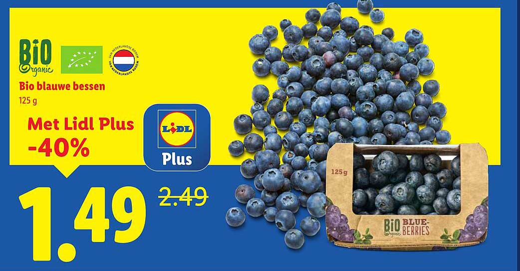 Bio blauwe bessen 125 g