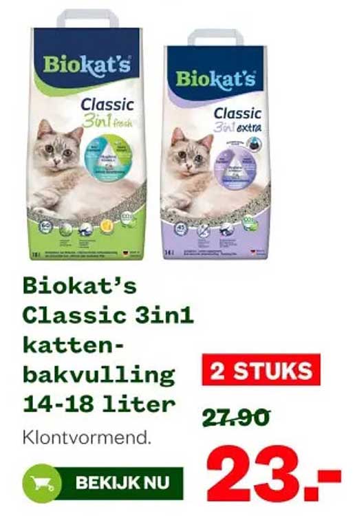 Biokat’s Classic 3in1 kattenbakvulling 2 STUKS 14-18 liter