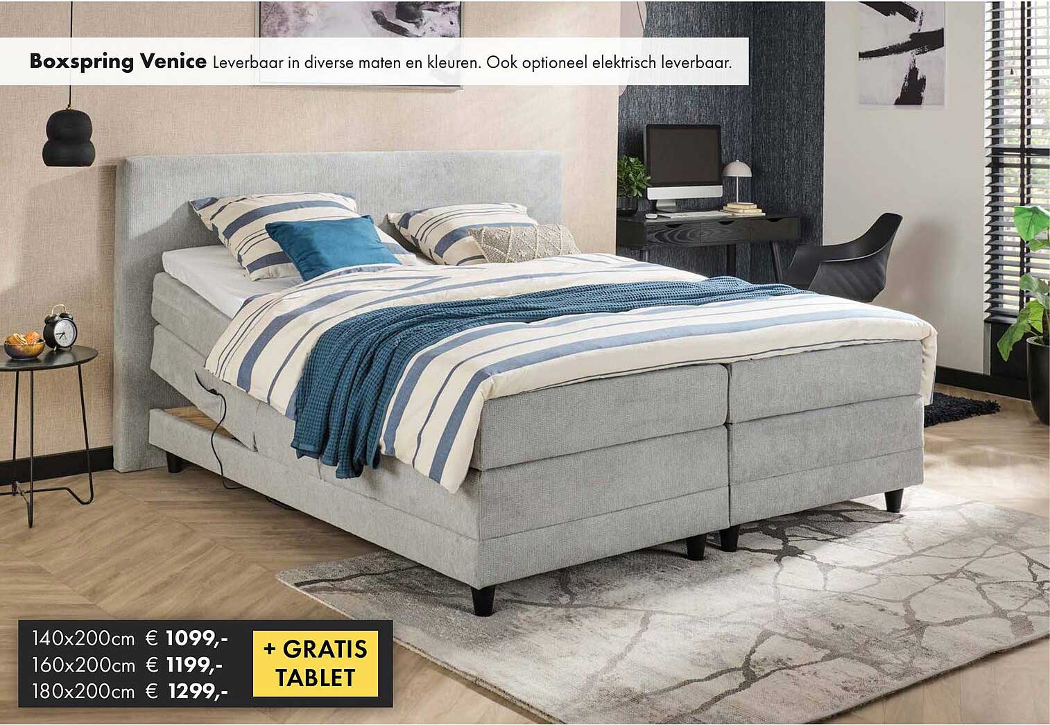 Boxspring Venice Leverbaar in diverse maten en kleuren. Ook optioneel elektrisch leverbaar.