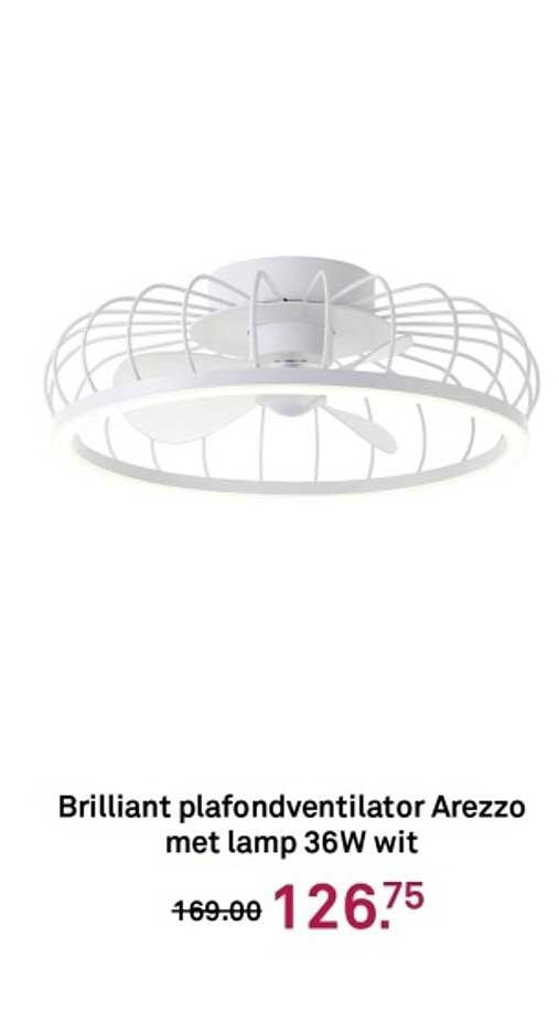Brilliant plafondventilator Arezzo met lamp 36W wit