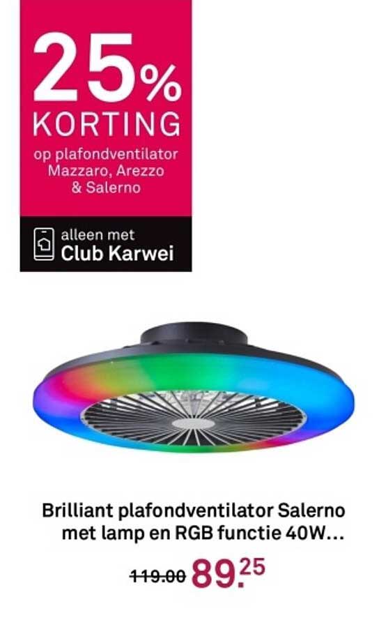Brilliant plafondventilator Salerno met lamp en RGB functie 40W
