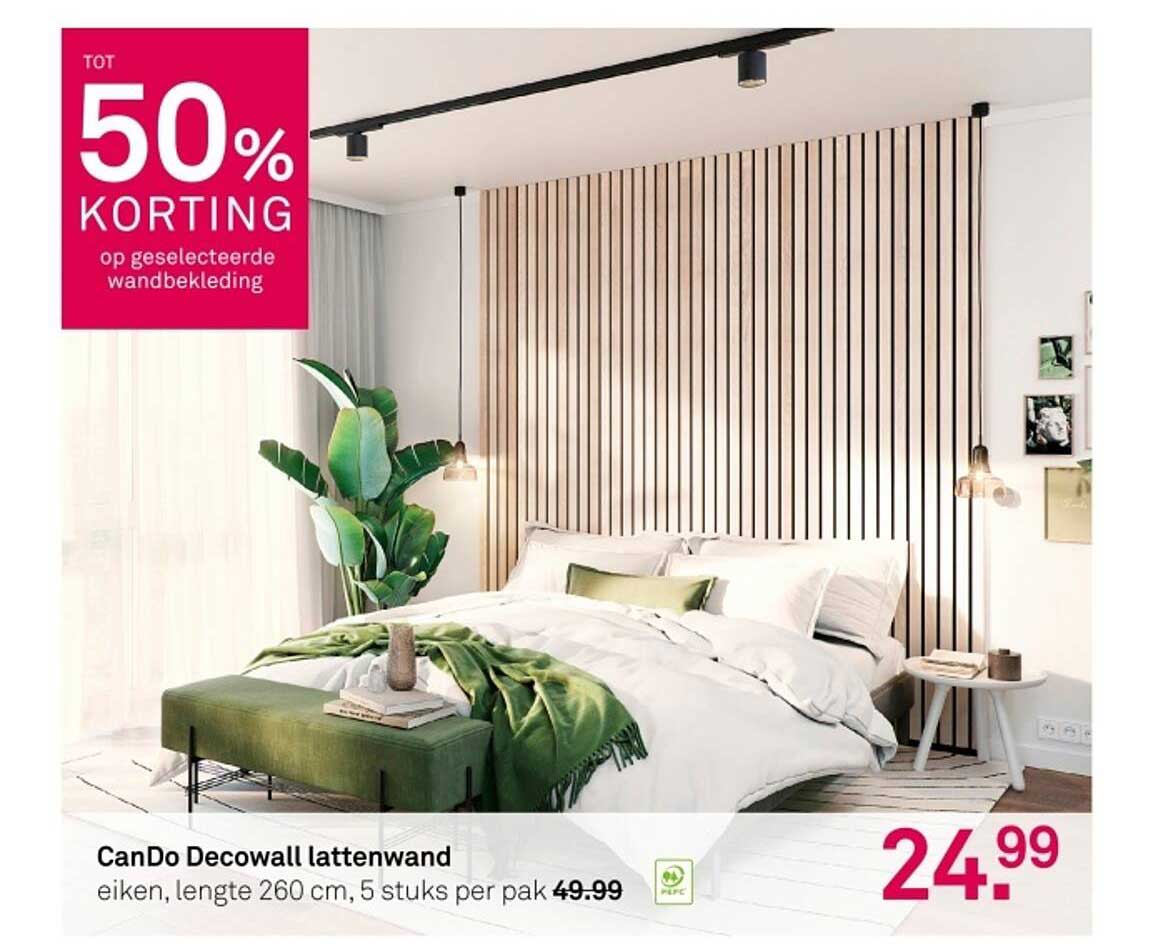 CanDo Decowall lattenwand eiken, lengte 260 cm, 5 stuks per pak