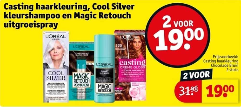 Casting haarkleuring, Cool Silver kleurshampoo en Magic Retouch uitgroeispray