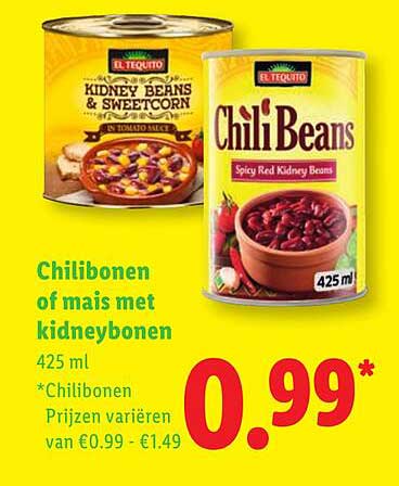 Chilibonen of mais met kidneybonen