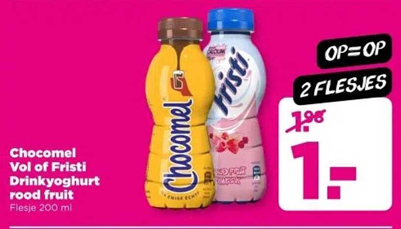 Chocomel Vol of Fristi Drinkyoghurt rood fruit