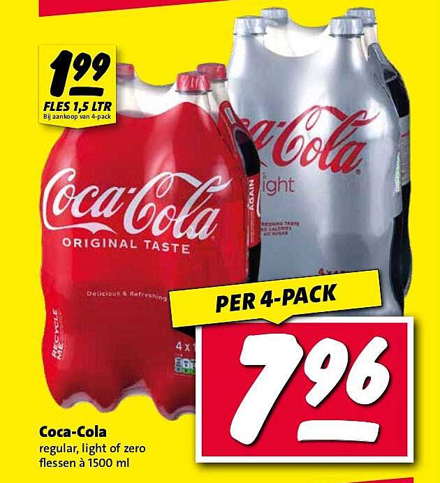 Coca-Cola regular, light of zero flessen à 1500 ml