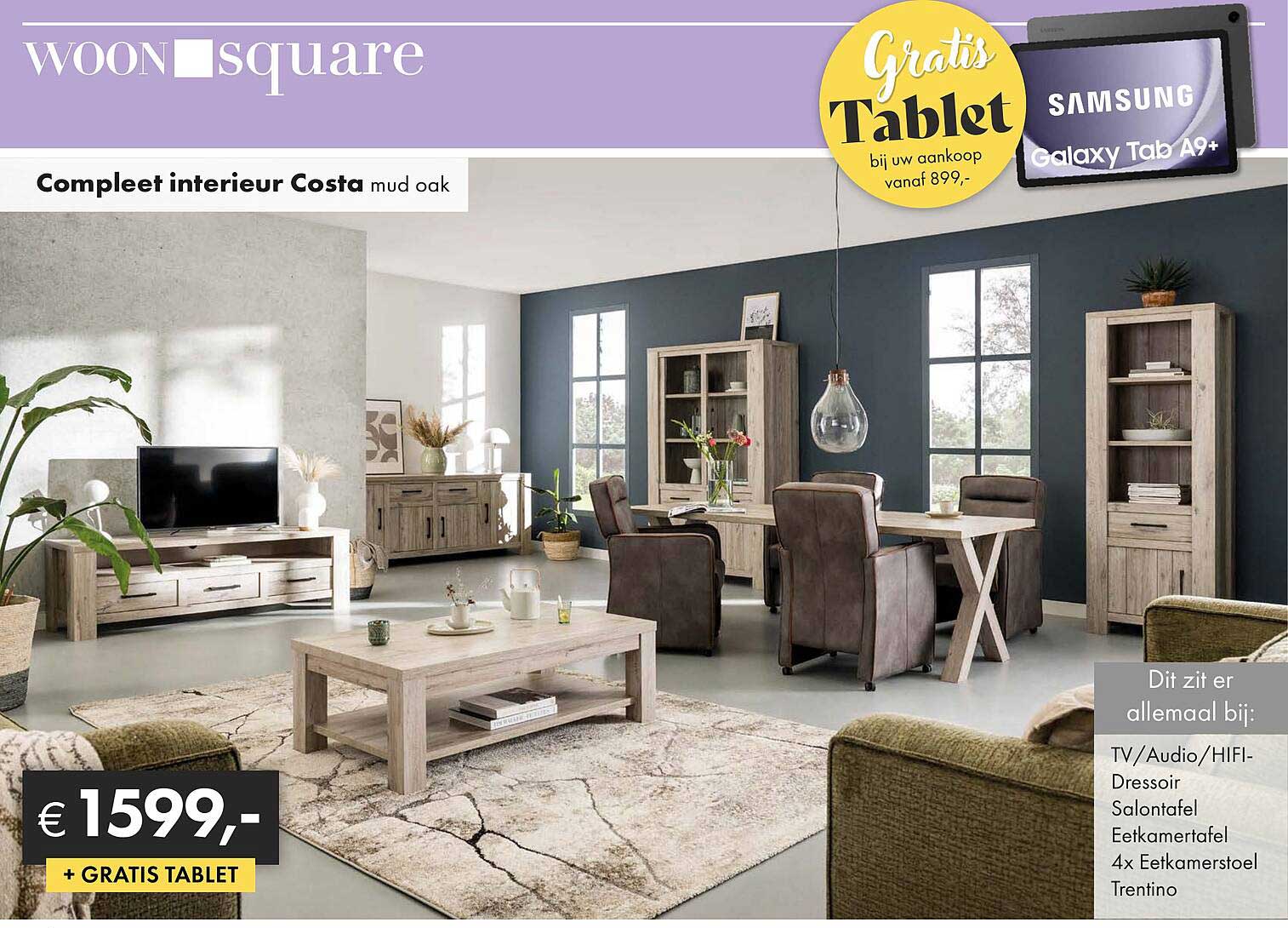 Compleet interieur Costa mud oak