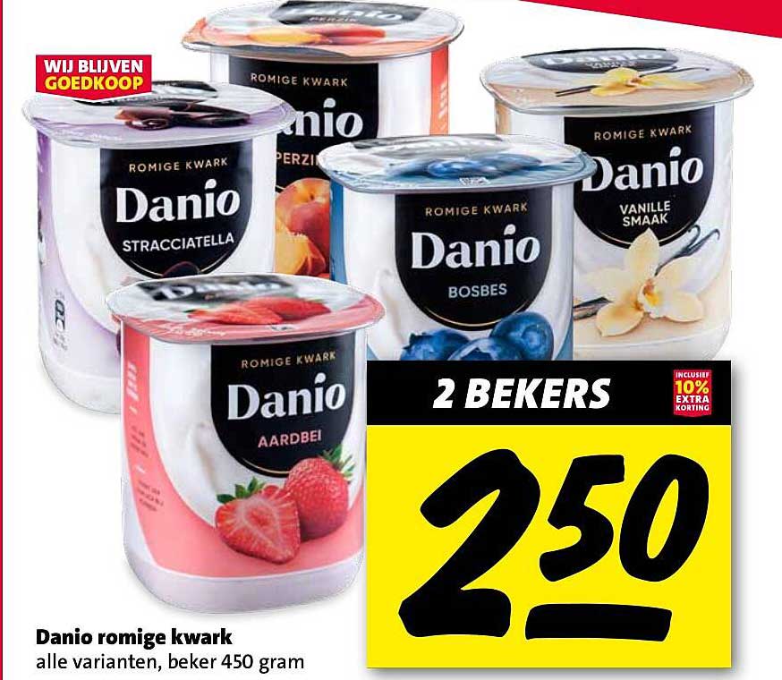 Danio romige kwark alle varianten, beker 450 gram