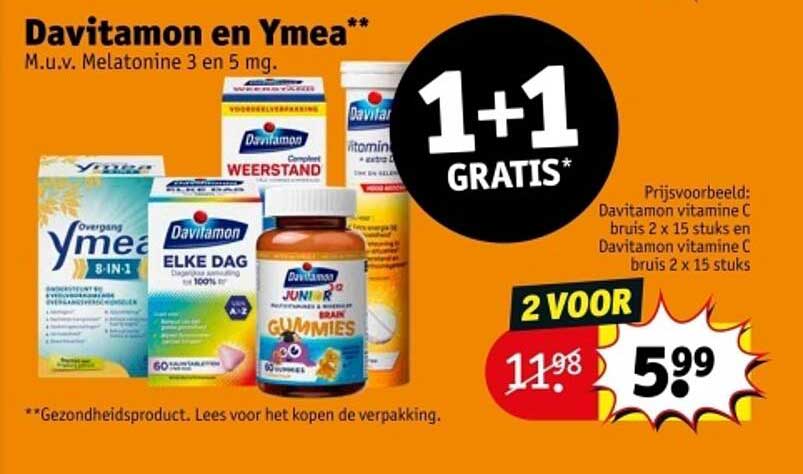 Davitamon en Ymea** M.u.v. Melatonine 3 en 5 mg.