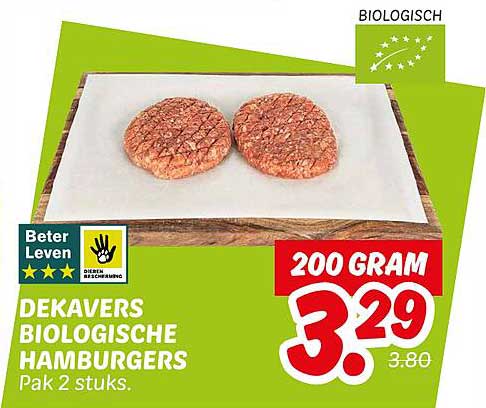 DEKAVERS BIOLOGISCHE HAMBURGERS Pak 2 stuks