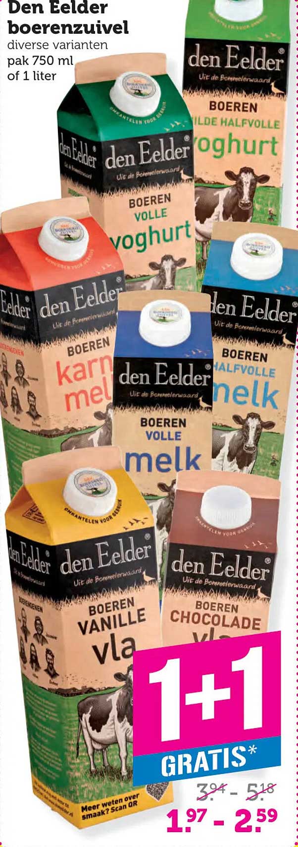 Den Eelder boerenzuivel diverse varianten pak 750 ml of 1 liter