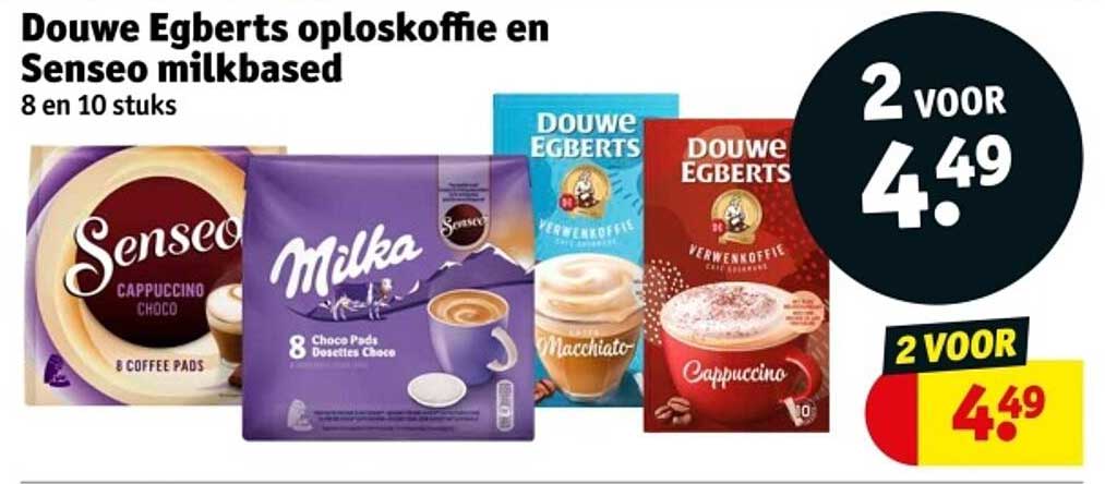 Douwe Egberts oploskoffie en Senseo milkbased