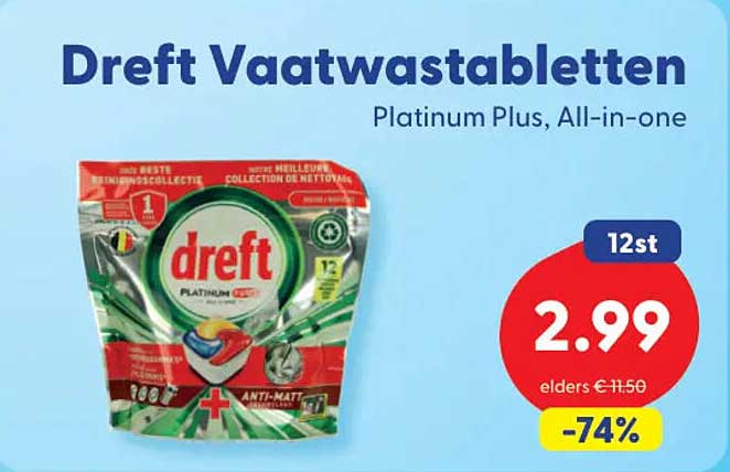 Dreft Vaatwastabletten Platinum Plus, All-in-one