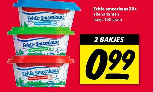 Echte smeerkaas 20+ alle varianten bakje 100 gram