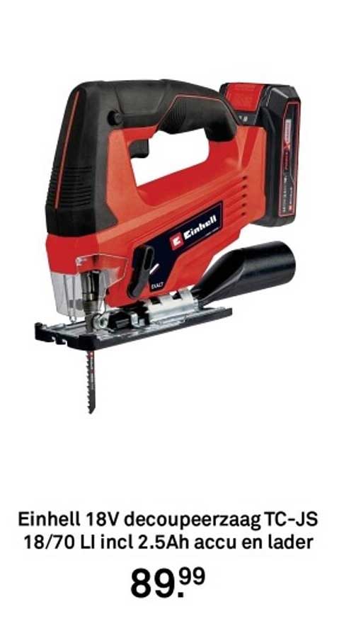 Einhell 18V decoupeerzaag TC-JS 18/70 LI incl 2.5Ah accu en lader