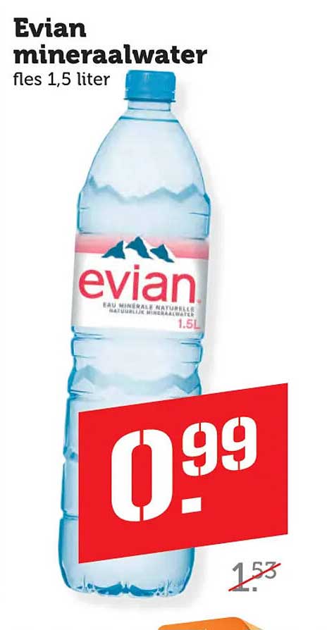 Evian mineraalwater fles 1,5 liter