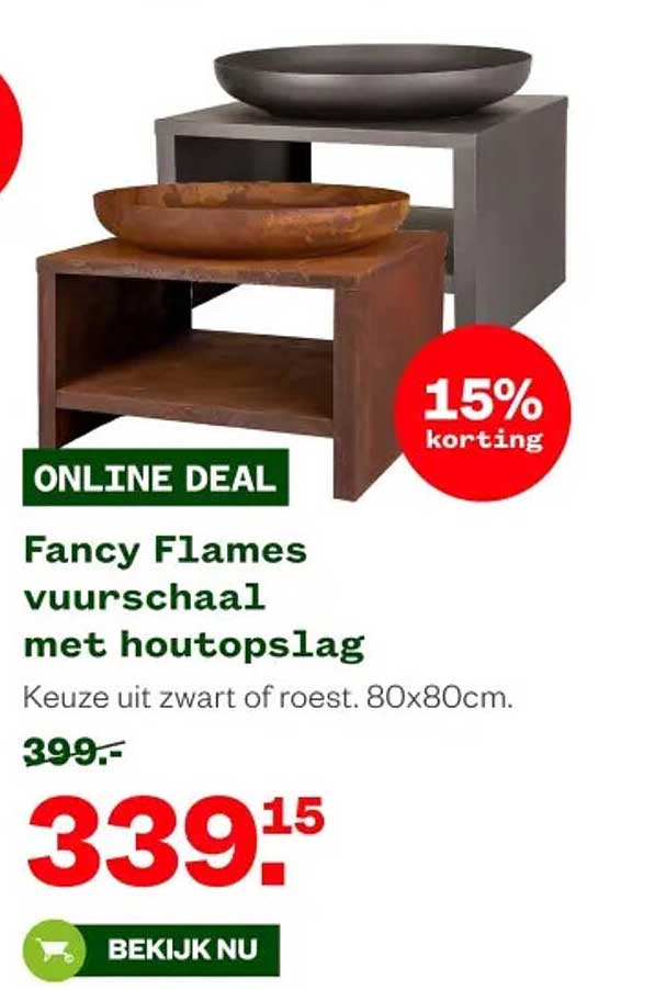Fancy Flames vuurschaal met houtopslag