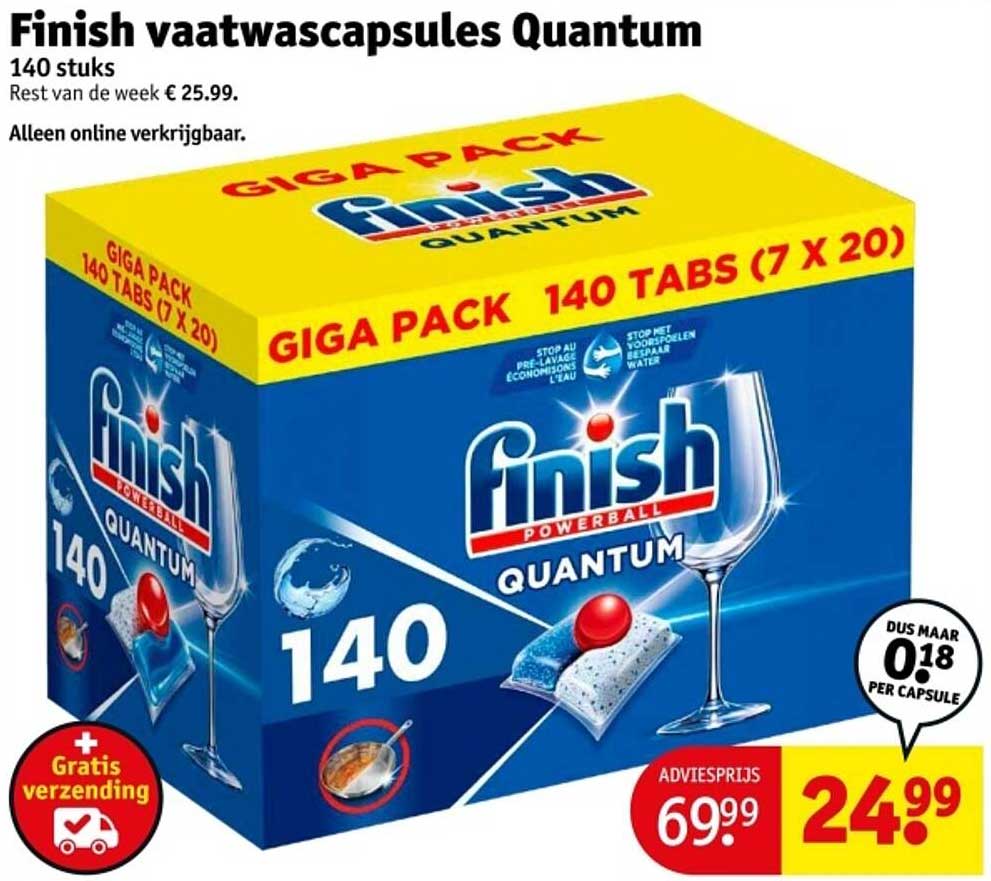 Finish vaatwascapsules Quantum 140 stuks